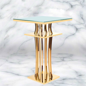 China Gold Metal Dining Table – 
  Mirror Glass Bar Table  – Dominate