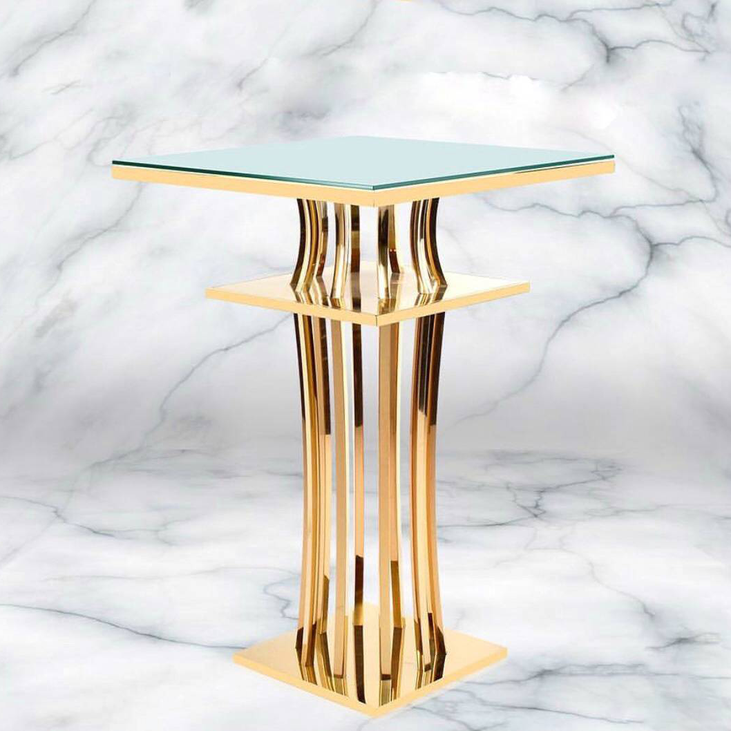 China Event Stainless Steel Dinig Table –   Mirror Glass Bar Table  – Dominate