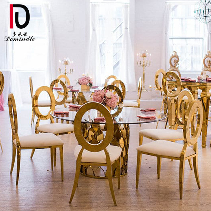 Excellent quality Metal Gold Hotel Table - Glass top wedding dining table – Dominate