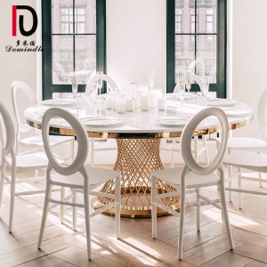 High reputation Modern Glass Table -
 Round glass top stainless steel wedding table – Dominate