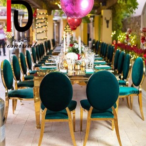 banquet luxury gold stainless steel frame wedding dining chair with PU