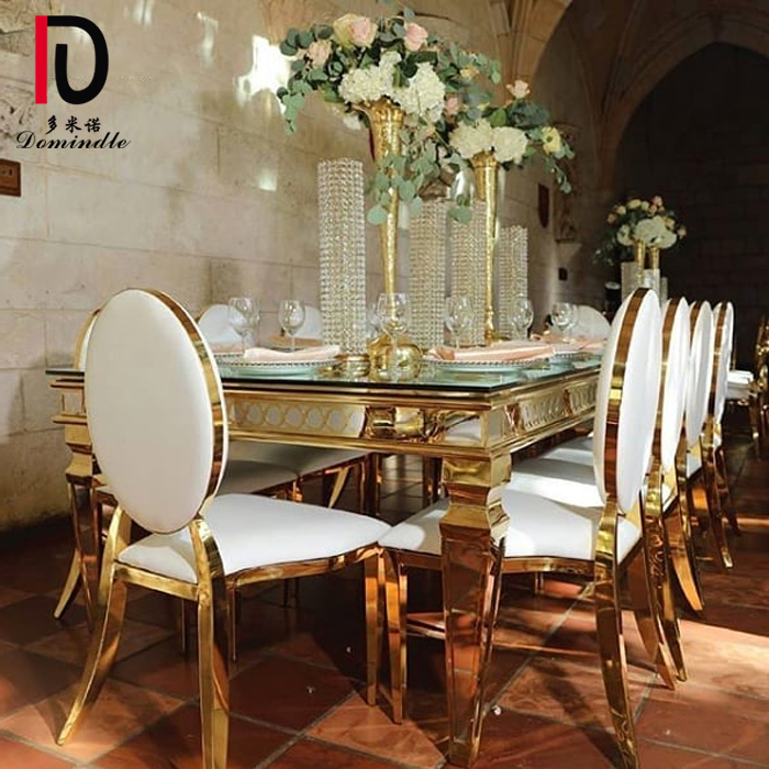 Cheapest Price Luxury Gold Stainless Steel Wedding Dinig Table - Gass top stianless steel wedding  rectangle table – Dominate