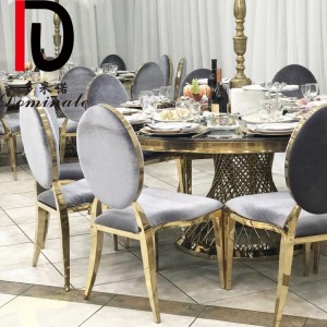 banquet luxury gold stainless steel frame wedding dining chair with PU