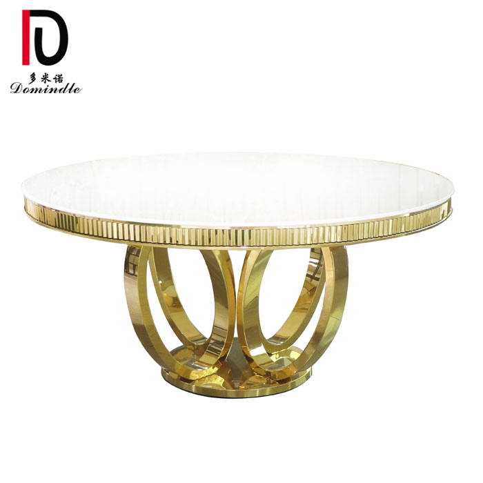 Excellent quality Gold Metal Wedding Table - White glass wedding table round  – Dominate