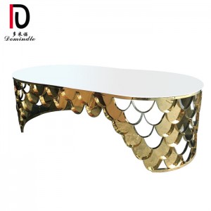 100% Original Party Glass Top Hotel Table -
 Scales dining table gold stainless steel  – Dominate