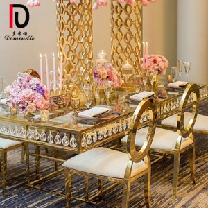 Super Purchasing for Gold Event Table -
 Stainless steel crystal wedding table – Dominate