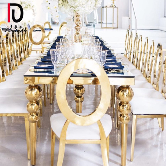 Low price for Event Party Glass Stainless Steel Hotel Table - Stainless steel gold wedding table – Dominate