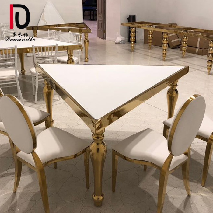 Factory Price For Luxury Gold Metal Cake Table - Modern triangular stainless steel wedding table – Dominate