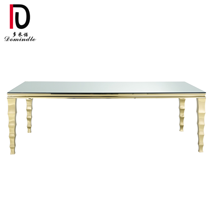 OEM/ODM Factory Glass Dinig Table - Unique stainless steel golden wedding table – Dominate