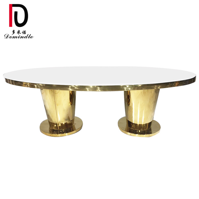 China OEM Stainless Steel Mirror Glass Table - Oval stainless steel wedding table – Dominate detail pictures