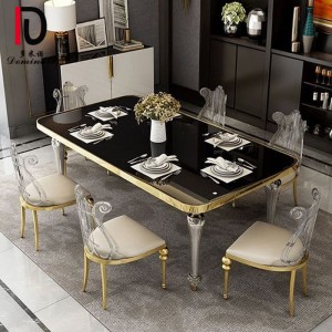 New design dining table gold rim