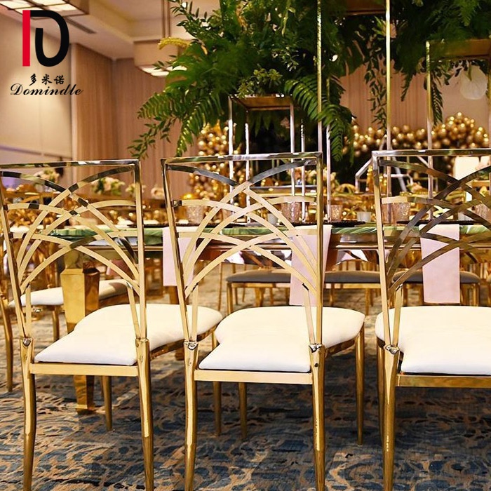 China Golden Stainless Steel Chair –  Modern cross over back stainless steel dining event used wedding chair – Dominate