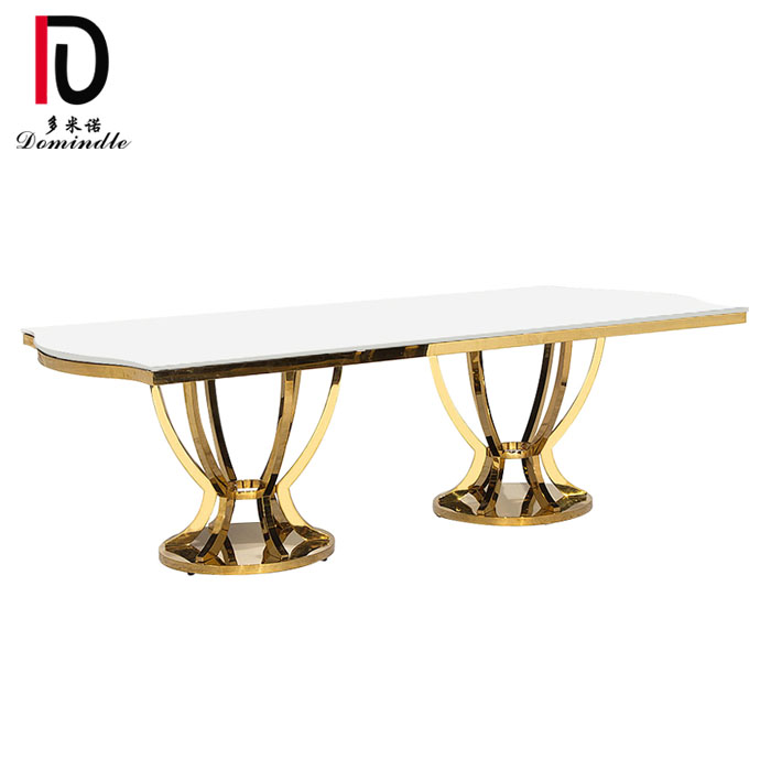 wedding new design gold frame stainless steel mdf dining table