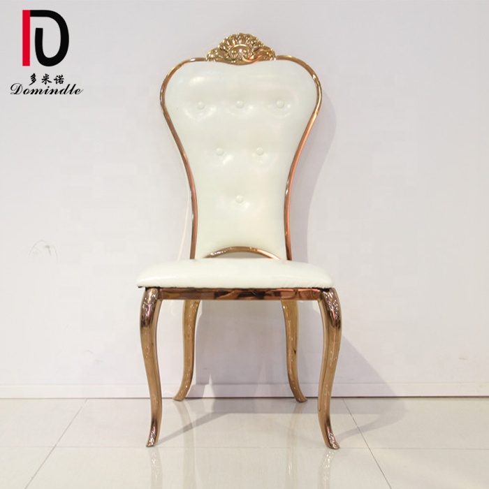 China High Back Gold Hotel Chair –  Elegant Banquet Stainless Steel Metal Bride and Groom Reception used Wedding Chairs – Dominate