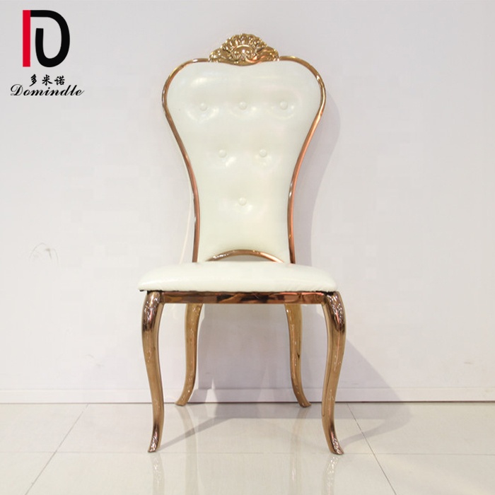 China High Back Gold Hotel Chair –  Elegant Banquet Stainless Steel Metal Bride and Groom Reception used Wedding Chairs – Dominate