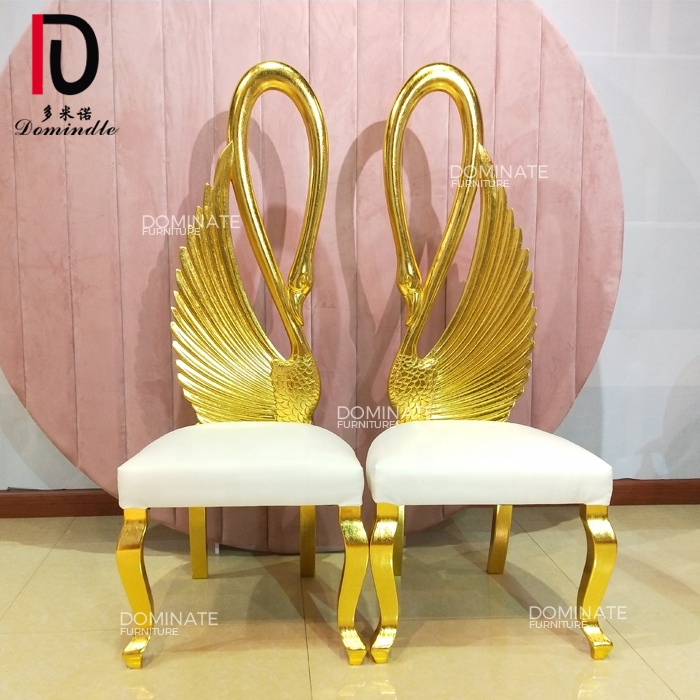 Swan design wooden spray color bride and groom use reception gold dinning chair