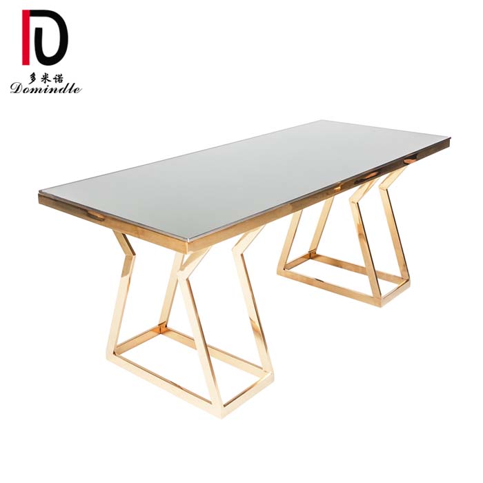 Wholesale Hotel Stainless Steel Table –  new rectangle stainless steel Gold wedding Table with Mirror Top – Dominate