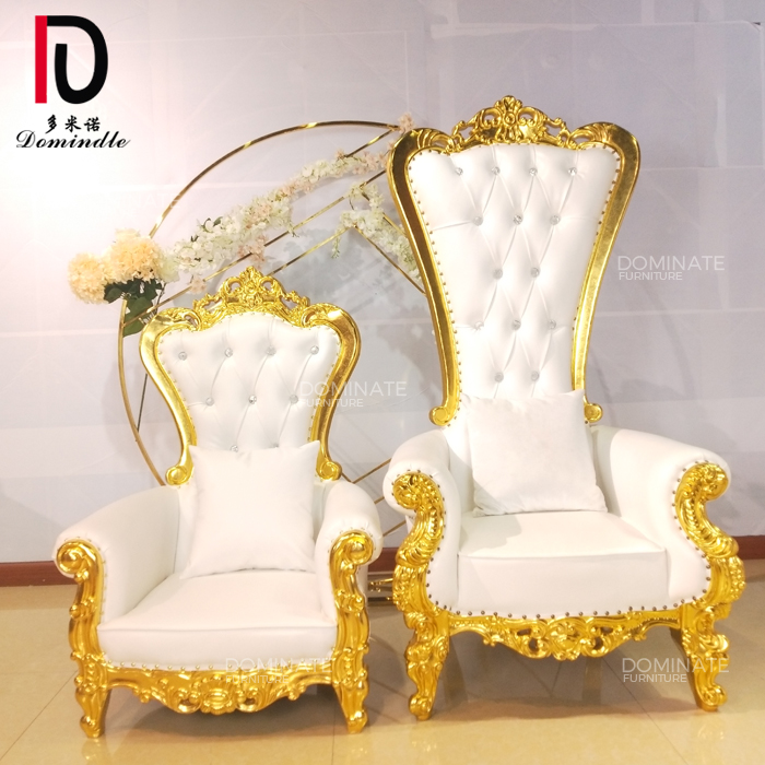 Cheap hot-sale white leather wooden frame kid king throne chairs for wedding event