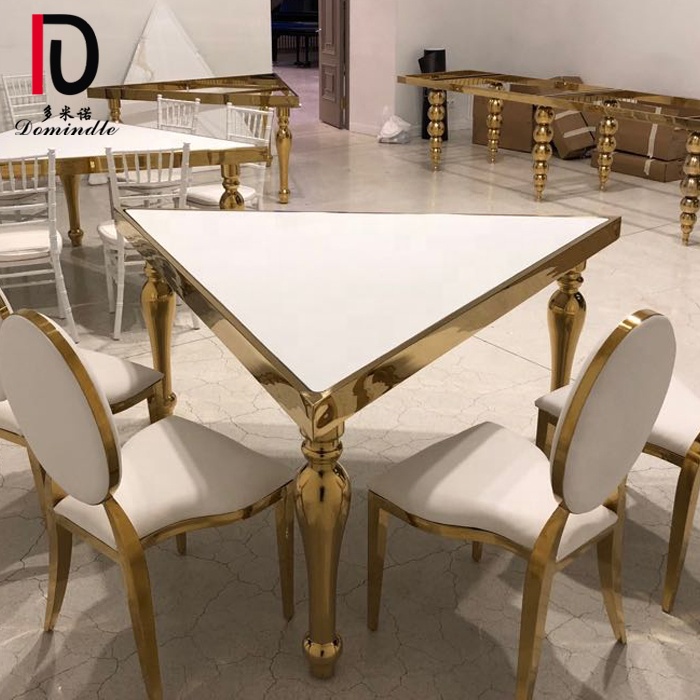 hotel gold  stainless steel wedding Triangle dining table for party event