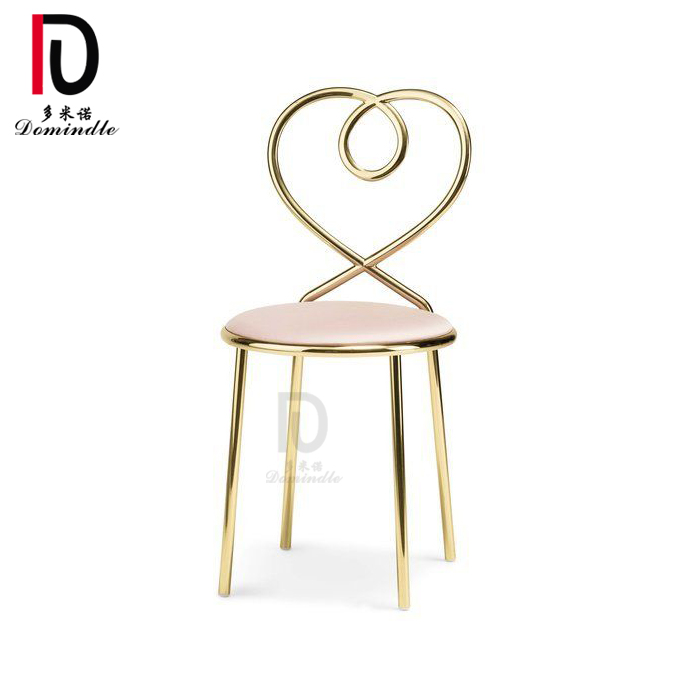 Dominate new modern heart shape back gold stainless steel dining chair