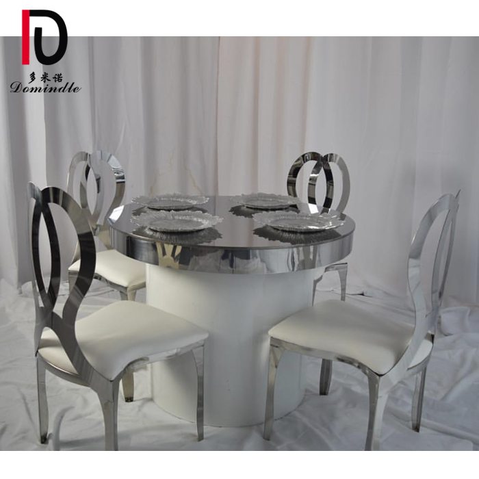 wedding chic stainless steel round mirror glass cake table for events