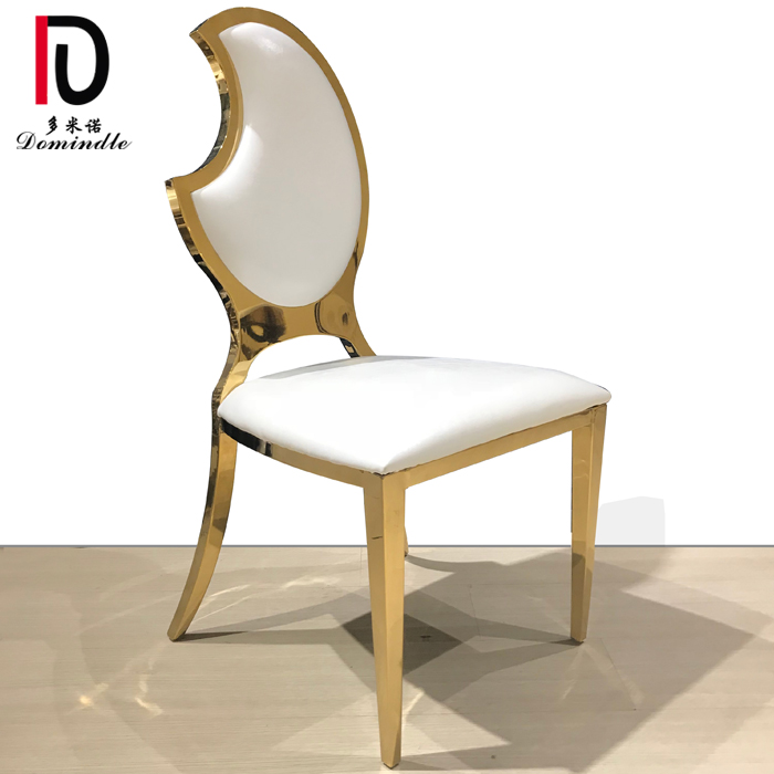 wedding Modern White PU Leather Golden Stainless Steel event dining Chair
