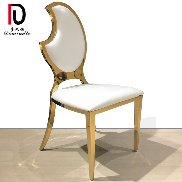 OEM Gold Wedding Chair –  wedding Modern White PU Leather Golden Stainless Steel event dining Chair – Dominate