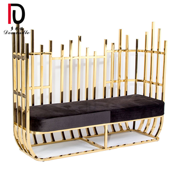 gold plated metal frame black velvet seat cushion opulence sofa for wedding