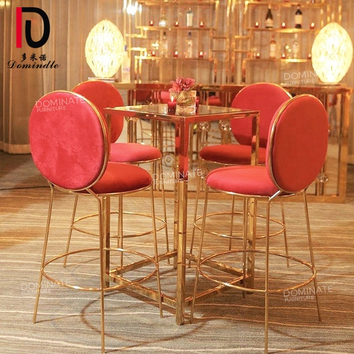 OEM Rose Gold Wedding Chair –  Party used Gold Stainless Steel Leg Luxury cotton Velvet Bar Stool Chair – Dominate