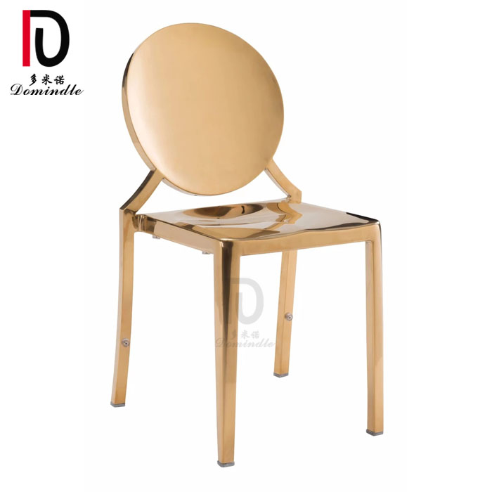 OEM Gold Metal Dining Chair –  modern furniture silver and gold stackable round back wedding dining chair – Dominate