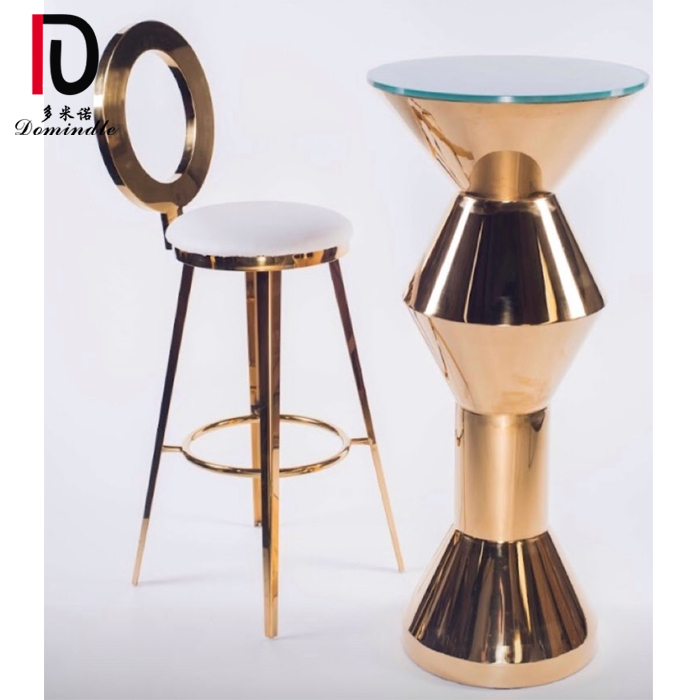 China Gold Modern Dining Table –  mirror glass top bar table stainless steel gold cocktail table – Dominate