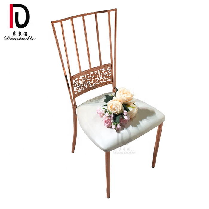 China Luxury Gold Stacking Wedding Chair –  Commercial wedding event stacking metal furniture banquet chair – Dominate