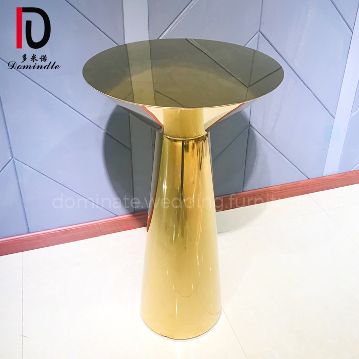 Wholesale Gold Event Table –  Round wedding bar furniture mirrored gold metal base cocktail table – Dominate