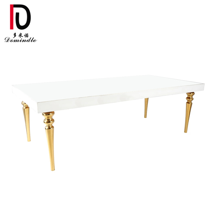 OEM Luxury Wedding Table –  white MDF top gold stainless steel frame wedding dining table – Dominate