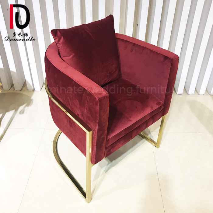 Good quality Sofa From China – Red velvet cushion stainless steel base wedding Lounge sofa – Dominate