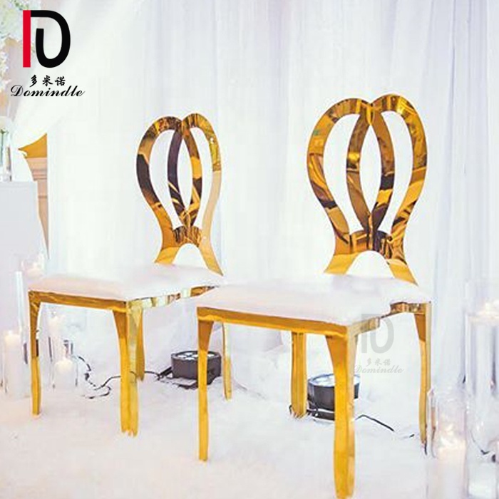 OEM High Back Wedding Chair –  Commercial banquet dining gold stainless steel soft seat chair wedding gold – Dominate