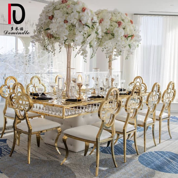 China Luxury Glass Table – modern luxury glass top stainless steel chandelier Wedding table with crystals hanging – Dominate detail pictures