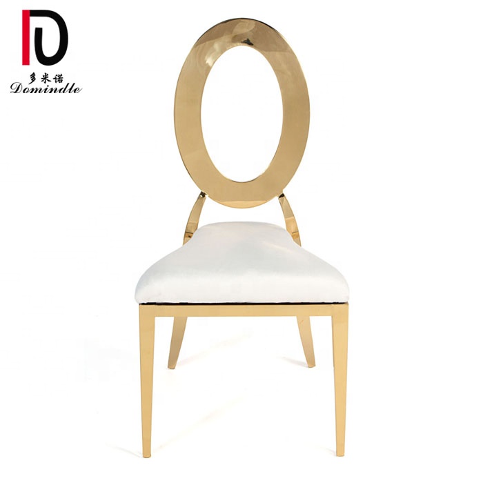 OEM Gold Stacking Wedding Chair –  Elegant Events Round Back Stainless Steel Leather Seat Banquet Wedding Chair – Dominate