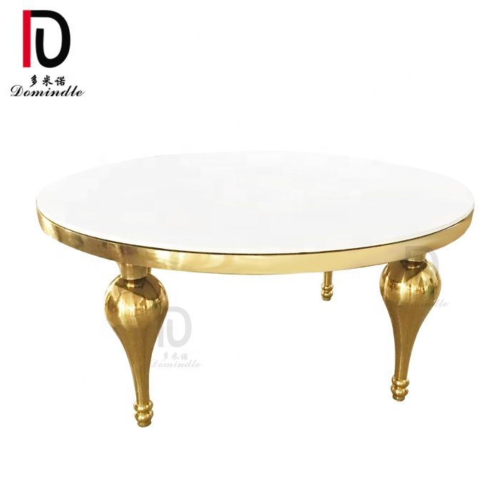 OEM High-End Gold Stainless Steel Dining Table –  dubai design mdf top luxury stainless steel gold wedding table for banquet – Dominate