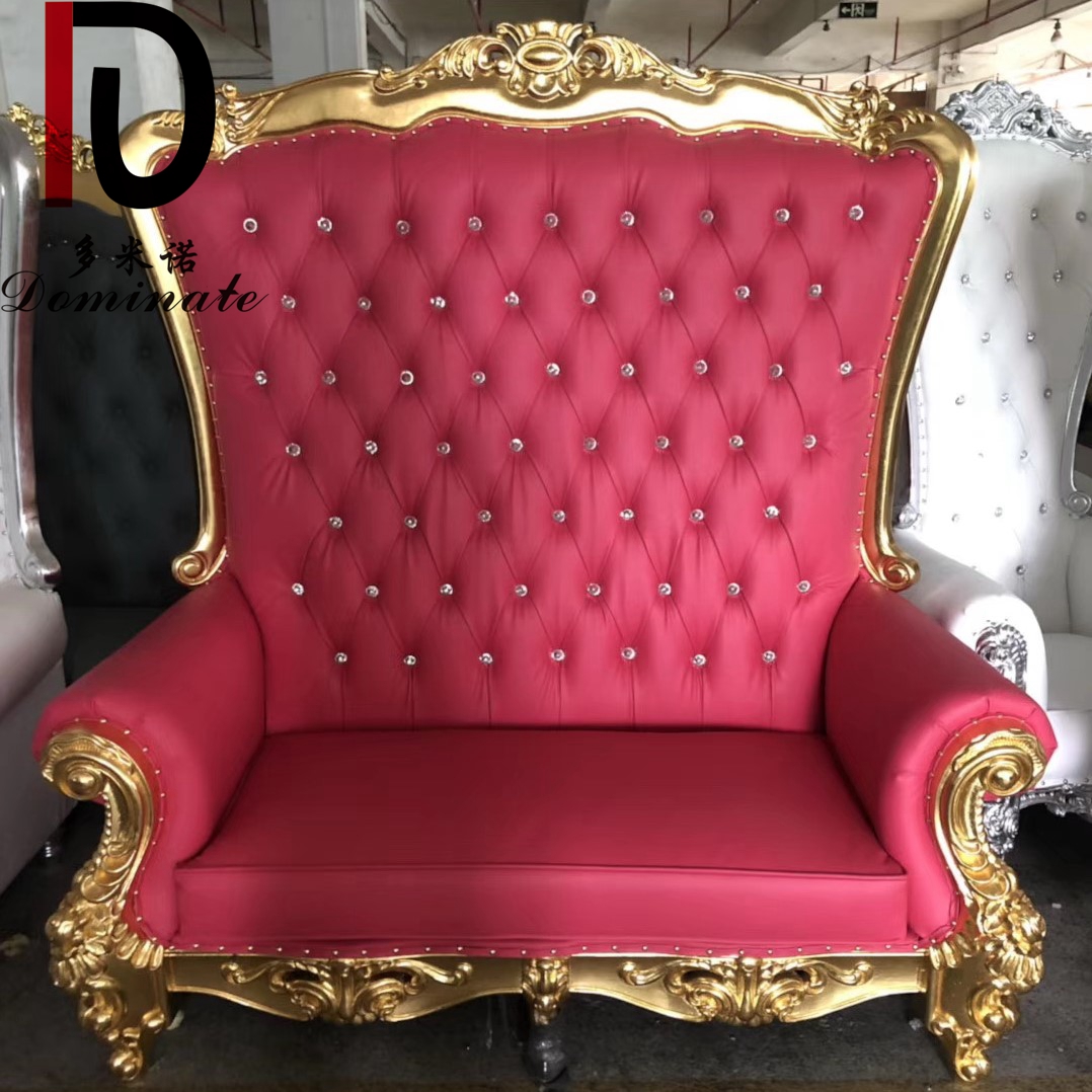 Factory Direct Sale High Back Throne Sofa Chairs Luxury Royal Wooden King And Queen Wedding Sofa Chairs