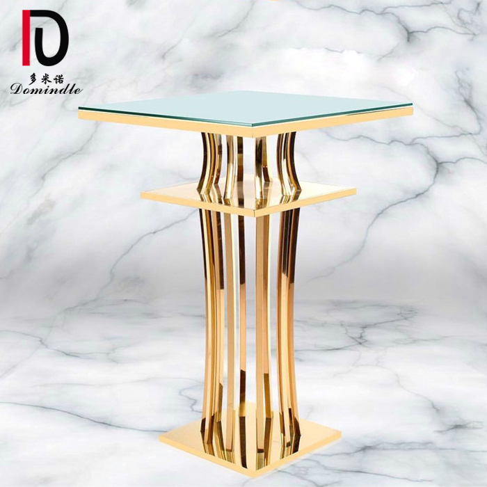 Wholesale New Design Stainless Steel Table –  2020 new simple luxury event high gold metal cocktail bar table – Dominate
