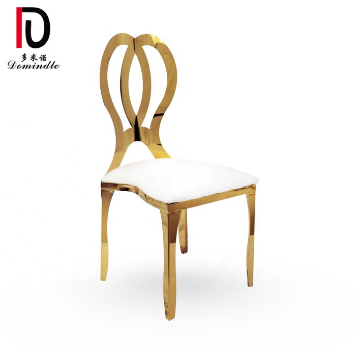 Wholesale High Back Gold Hotel Chair –  Dining flower shape back furniture golden metal commercial banquet chair – Dominate