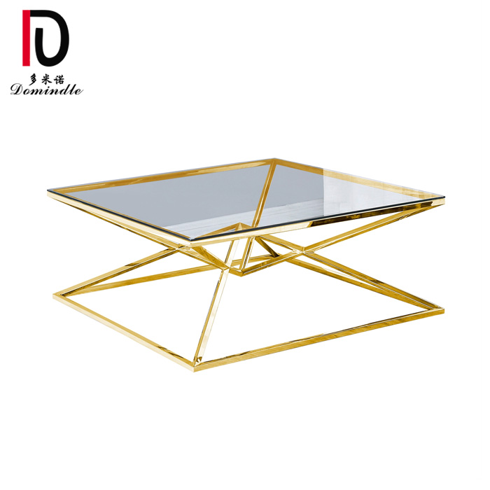 OEM Gold Metal Dining Table –  mirror glass wedding decoration gold Stainless Steel coffee table – Dominate