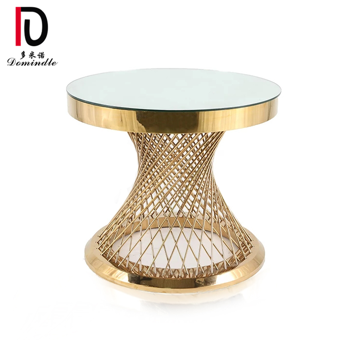 Wholesale Luxury Cake Table –  Modern wedding furniture gold design stainless steel round cake table – Dominate