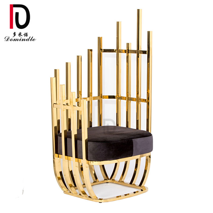 gold plated stainless steel frame velvet seat cushion wedding sofa chair