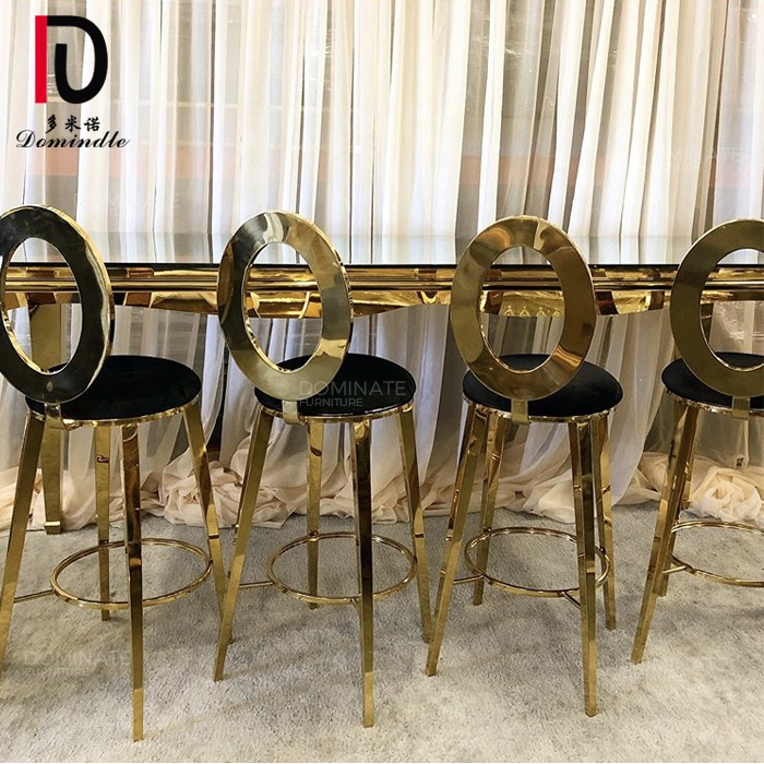 Hotel furniture modern gold stainless steel frame bar stool high chair