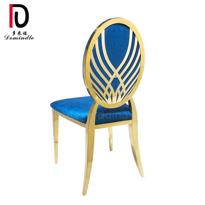 Wholesale Hotel Stackable Wedding Event Chair –  hot selling stainless steel gold lace back round stackable dining event chair – Dominate