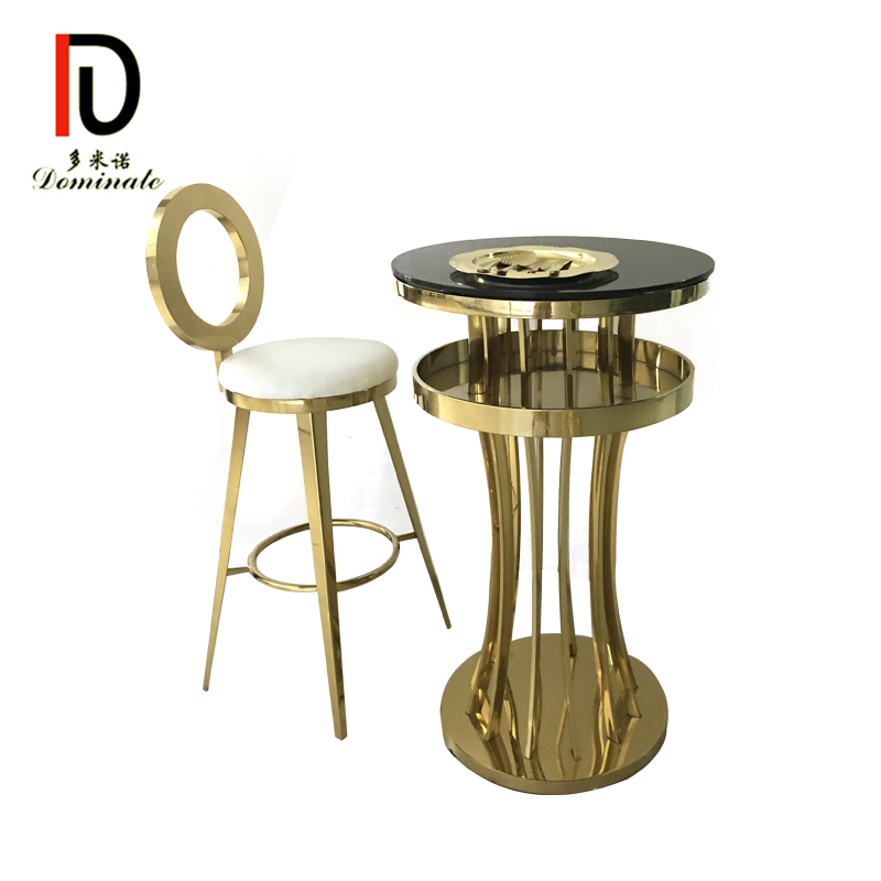 events furniture golden stainless steel round glass top cocktail table