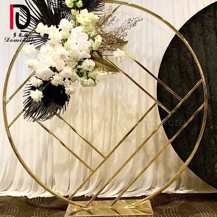 Wedding decoration round stainless steel elegant gold wedding backdrop