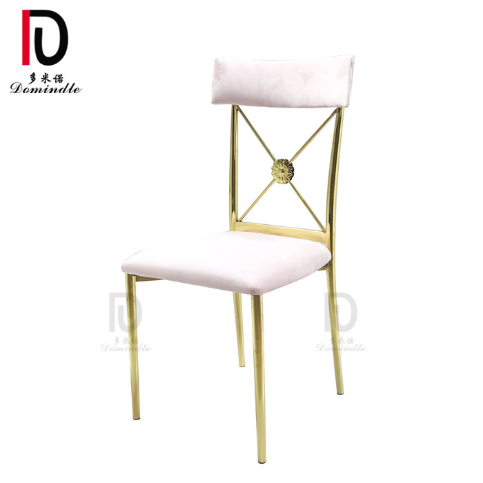 OEM High Back Gold Hotel Chair –  miami design pink velvet wedding stainless steel banquet chair – Dominate